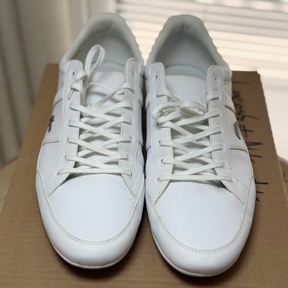 Lacoste White Leather Sneakers Men’s Size 13 Casual Shoes Clean Minimalist - Picture 6 of 8